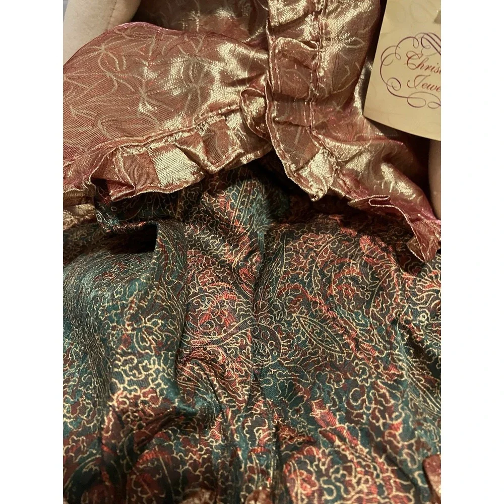 Handmade Angel Cloth Doll  Tall 31" Gold Wings Sequin Dress Folk Art blonde Curl - Picture 3 of 9